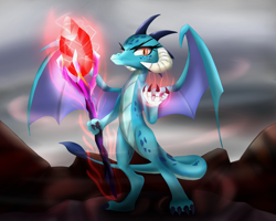 Size: 2500x2000 | Tagged: safe, artist:nihithebrony, princess ember, dragon, g4, gauntlet of fire, bloodstone scepter, dragon lord ember, female, high res, magic, queen, solo