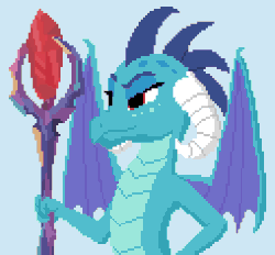 Size: 254x236 | Tagged: safe, artist:gawbox, princess ember, dragon, g4, animated, blinking, bloodstone scepter, dragon lord ember, female, pixel art, smiling, solo