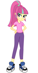 Size: 3200x6000 | Tagged: dead source, safe, artist:razethebeast, sour sweet, equestria girls, g4, my little pony equestria girls: friendship games, absurd resolution, clothes, female, flash puppet, freckles, looking at you, new outfit, pants, shoes, simple background, sneakers, solo, transparent background, vector