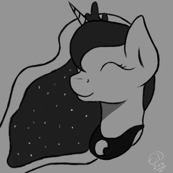 Size: 500x500 | Tagged: safe, artist:everdale, princess luna, g4, bust, dark, female, monochrome, portrait, sketch, solo