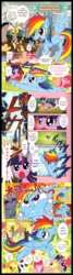 Size: 898x3340 | Tagged: safe, artist:akira himekawa, applejack, discord, fluttershy, pinkie pie, rainbow dash, rarity, twilight sparkle, g4, official, comic, crash, cute, faceplant, golden oaks library, lightning, mane six, manga, sparkles, stormcloud, translation