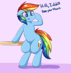 Size: 1905x1933 | Tagged: safe, artist:graphenescloset, rainbow dash, pony, g4, abstract background, bipedal, cute, dashabetes, dialogue, female, offscreen character, solo