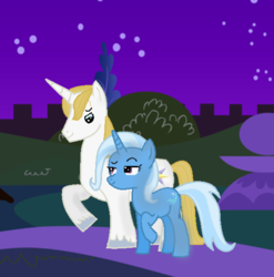 Size: 1096x1108 | Tagged: safe, artist:justarandompegasus, prince blueblood, trixie, pony, unicorn, g4, female, male, mare, ship:bluetrix, shipping, straight