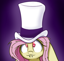 Size: 802x765 | Tagged: safe, artist:heir-of-rick, fluttershy, bat pony, pony, g4, cute, female, flutterbat, hat, shyabetes, solo, top hat