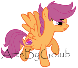 Size: 646x570 | Tagged: safe, artist:artsbygolub, scootaloo, g4, cutie mark, female, simple background, solo, the cmc's cutie marks, transparent background, watermark