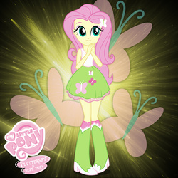 Size: 2240x2240 | Tagged: safe, artist:xxmaxterxx, fluttershy, butterfly, equestria girls, g4, best pony, boots, clothes, cute, cutie mark on clothes, female, fluttershy's skirt, high heel boots, high res, legs together, shyabetes, skirt, socks, solo