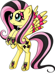 Size: 449x600 | Tagged: safe, artist:littlemissantisocial, fluttershy, pegasus, pony, g4, choker, female, goth, gothic, gothic fluttershy, looking up, mare, ponymania, solo, tattoo