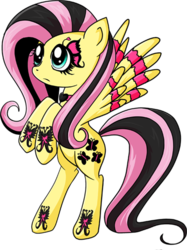 Size: 449x600 | Tagged: safe, artist:littlemissantisocial, fluttershy, pegasus, pony, g4, choker, chokershy, emoshy, female, goth, gothic, looking up, mare, ponymania, solo, tattoo