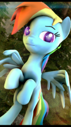 Size: 1080x1920 | Tagged: safe, artist:alcohors, rainbow dash, g4, 3d, female, glowing eyes, rearing, solo, source filmmaker