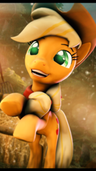 Size: 1080x1920 | Tagged: safe, artist:alcohors, applejack, g4, 3d, female, glowing eyes, rearing, solo, source filmmaker