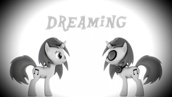 Size: 3840x2160 | Tagged: safe, artist:unknownspeedalicorn, dj pon-3, vinyl scratch, g4, 3d, grayscale, headphones, high res, monochrome, source filmmaker, sunglasses