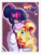 Size: 688x900 | Tagged: safe, artist:falldust, sci-twi, sunset shimmer, twilight sparkle, pony, equestria girls, g4, floppy ears, holding a pony