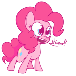 Size: 1280x1280 | Tagged: safe, artist:mr-degration, pinkie pie, earth pony, pony, g4, cute, dialogue, diapinkes, female, one word, simple background, solo, transparent background