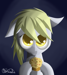 Size: 4000x4500 | Tagged: safe, artist:nixworld, derpy hooves, pegasus, pony, g4, absurd resolution, female, floppy ears, food, looking at you, mare, muffin, solo