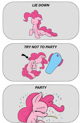 Size: 1280x1920 | Tagged: safe, artist:heir-of-rick, pinkie pie, earth pony, pony, g4, comic, confetti, female, mare, meme, party cannon, party horn, solo, try not to cry