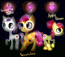 Size: 800x700 | Tagged: safe, artist:pirateenderfox, apple bloom, scootaloo, sweetie belle, g4, cutie mark, cutie mark crusaders, the cmc's cutie marks