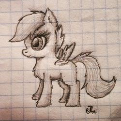 Size: 2157x2157 | Tagged: safe, artist:flutter-cat, scootaloo, g4, female, graph paper, high res, monochrome, solo, traditional art