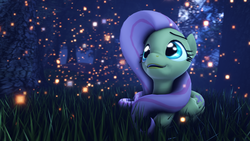 Size: 3840x2160 | Tagged: safe, artist:xppp1n, fluttershy, firefly (insect), g4, 3d, forest, high res, night, solo, source filmmaker