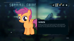 Size: 1920x1080 | Tagged: safe, scootaloo, chicken, g4, far cry, far cry 3, scootachicken, screenshots