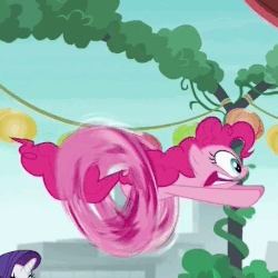Size: 457x457 | Tagged: safe, screencap, pinkie pie, rarity, g4, season 6, the gift of the maud pie, animated, female, gotta go fast, pinkie being pinkie, pinkie physics, running, running in place, solo focus, wheel o feet