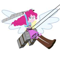 Size: 4000x4000 | Tagged: safe, artist:amante56, pinkie pie, equestria girls, g4, 3d maneuver gear, attack on titan, crossover, female, simple background, solo, transparent background, vector