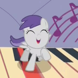 Size: 289x289 | Tagged: safe, screencap, tornado bolt, pegasus, pony, g4, the gift of the maud pie, animated, background pony, big (movie), cute, female, filly, musical instrument, piano, tornadorable