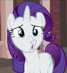 Size: 444x480 | Tagged: safe, screencap, rarity, pony, unicorn, g4, the gift of the maud pie, eyeshadow, female, fish face, gif, makeup, mare, non-animated gif, out of context, solo