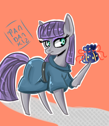 Size: 780x901 | Tagged: safe, artist:pandanx12, maud pie, earth pony, pony, g4, the gift of the maud pie, female, mare, pouch, raised hoof, rock pouch, solo