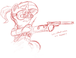 Size: 2000x1542 | Tagged: safe, artist:ncmares, sunset shimmer, pony, unicorn, g4, crossover, female, gun, night vision goggles, pistol, solo, splinter cell, suppressor, weapon