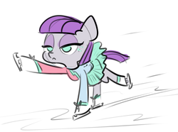 Size: 969x722 | Tagged: safe, artist:nobody, maud pie, g4, the gift of the maud pie, :<, clothes, female, ice skates, ice skating, majestic, maudjestic, raised hoof, raised leg, skating, sketch, skirt, solo