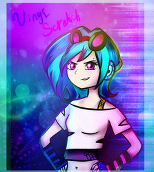 Size: 1967x2203 | Tagged: safe, artist:katedoof, dj pon-3, vinyl scratch, human, g4, female, hand on hip, humanized, solo