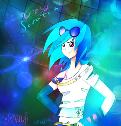 Size: 1024x1067 | Tagged: safe, artist:katedoof, dj pon-3, vinyl scratch, human, g4, female, humanized, solo