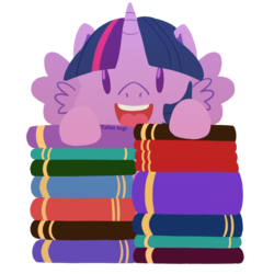 Size: 1024x1024 | Tagged: safe, artist:talimingi, twilight sparkle, alicorn, pony, g4, book, bookhorse, chibi, cute, female, mare, open mouth, smiling, solo, that pony sure does love books, twiabetes, twilight sparkle (alicorn)