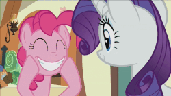 Size: 700x393 | Tagged: safe, screencap, pinkie pie, rarity, g4, the gift of the maud pie, animated, faic, female