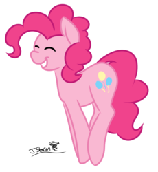 Size: 921x1000 | Tagged: safe, artist:jeremystorm, pinkie pie, g4, eyes closed, female, pronking, simple background, smiling, solo, white background