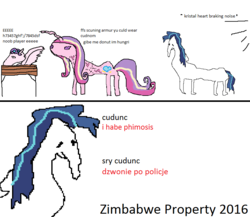 Size: 828x720 | Tagged: safe, princess cadance, princess flurry heart, shining armor, g4, my little pony: friendship is magic, the crystalling, calibri, comic, dolan, phimosis, stylistic suck, zimbabwe