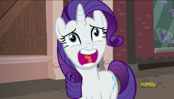 Size: 1920x1088 | Tagged: safe, screencap, rarity, g4, the gift of the maud pie, discovery family logo, faic, open mouth