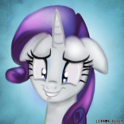 Size: 700x700 | Tagged: safe, artist:lennonblack, rarity, g4, bust, female, floppy ears, lip bite, portrait, solo