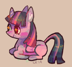 Size: 526x491 | Tagged: safe, artist:cherivinca, part of a set, twilight sparkle, alicorn, pony, g4, female, lying down, mare, ponyloaf, prone, simple background, solo, tan background, twilight sparkle (alicorn)