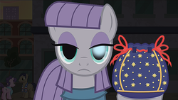 Size: 957x539 | Tagged: safe, edit, edited screencap, screencap, maud pie, suri polomare, winning goal, g4, the gift of the maud pie, crossover, death stare, female, pouch, rock pouch, sans (undertale), spoilers for another series, stare, the fire in her eyes, this will end in a bad time, undertale