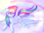 Size: 1024x788 | Tagged: safe, artist:princess-liliana, rainbow dash, g4, cloud, female, rainbow, solo, watermark