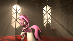 Size: 3840x2160 | Tagged: safe, artist:countess-amie, oc, oc only, oc:wintergleam, bat pony, pony, 3d, church, clothes, dress, high res, solo, source filmmaker, wedding dress