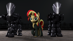 Size: 1920x1080 | Tagged: safe, artist:fd-daylight, sunset shimmer, pony, unicorn, equestria girls, g4, 3d, advent, armor, clothes, crossover, gun, helmet, leader, looking at you, raised hoof, source filmmaker, wallpaper, weapon, x-com, xcom 2