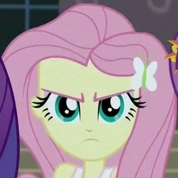 Size: 328x328 | Tagged: safe, screencap, fluttershy, equestria girls, g4, angry, cropped, female, frown, solo focus