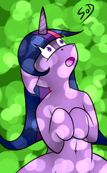 Size: 1167x1892 | Tagged: safe, artist:snowofdestruction, twilight sparkle, g4, :o, belly button, female, floppy ears, looking up, misleading thumbnail, on back, open mouth, solo, surprised