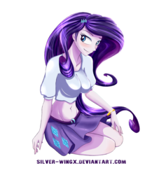 Size: 1500x1584 | Tagged: safe, artist:silver-wingx, rarity, equestria girls, g4, beautiful, belly button, clothes, female, midriff, sexy, short shirt, skirt, solo