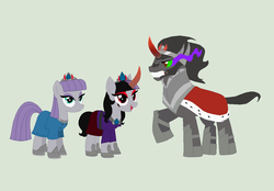 Size: 1204x836 | Tagged: safe, artist:obeliskgirljohanny, king sombra, maud pie, oc, oc:obsidian, g4, female, male, maudbra, obdessaverse, offspring, parent:king sombra, parent:maud pie, parents:maudbra, shipping, straight