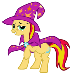 Size: 867x921 | Tagged: safe, artist:blah23z, sunset shimmer, trixie, pony, unicorn, g4, accessory swap, female, simple background, solo, the great and powerful, transparent background, vector