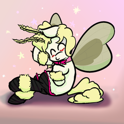 Size: 1050x1050 | Tagged: safe, artist:mintster, oc, oc only, oc:thimble, mothpony, original species, cyoa