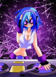 Size: 1455x1984 | Tagged: safe, artist:lucky-jj, dj pon-3, vinyl scratch, human, g4, breasts, busty vinyl scratch, commission, female, humanized, solo